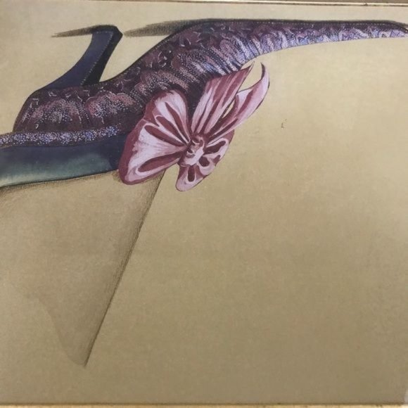 Framed Victorian Shoe With Bow Art by Fiona Saunders - Picture 3 of 6